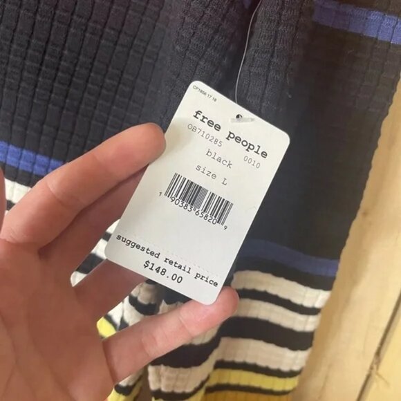 NWT Free People Gidget Knit Sweater Mini Dress Striped Size Large NEW - Picture 5 of 8